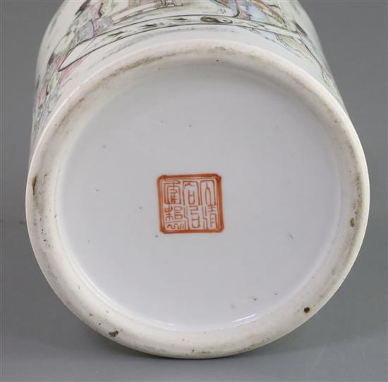 A Chinese famille rose brush pot, Tongzhi mark and of the period (1862-74), H. 13cm